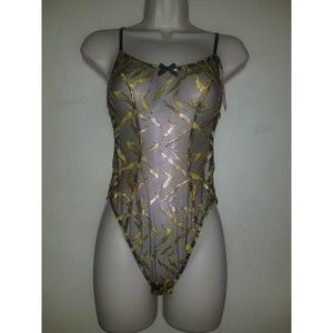 Agent Provocateur Pawla Bodysuit metallic zebra embroidery size Small or Med NWT